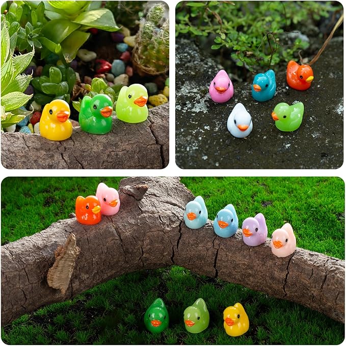 200PCS Mini Resin Ducks Tiny Garden Micro Landscape Ornament Dollhouse