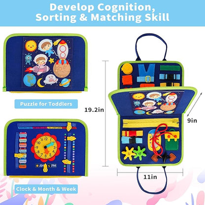 HOMELYLIFE Busy Board for Toddlers, Busy Book Montessori Toys for 3-6 Year Old Preschool Educational Learning Fine Motor Skills