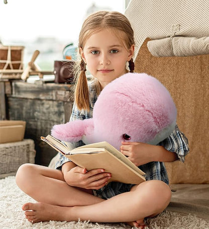 DolliBu Plush Whale Stuffed Animal - Soft Huggable Pink Whale, Adorable Playtime Whale Plush Toy 13 Inches