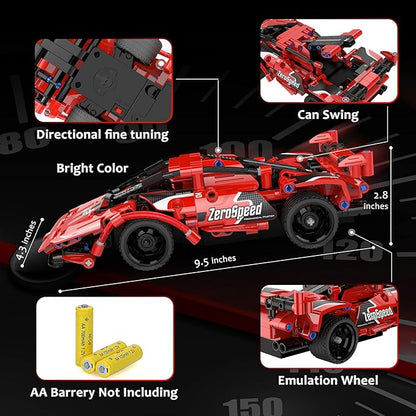 STEM Toy Building Toys Gifts for Age 5, 6, 7, 8, 9, 10, 11, 12 Years Old Kids Boys Girls, 2 in 1 Remote Control Racing Car Building Blocks, 351 Pcs DIY Building Kits, Engineering Construction Toy
