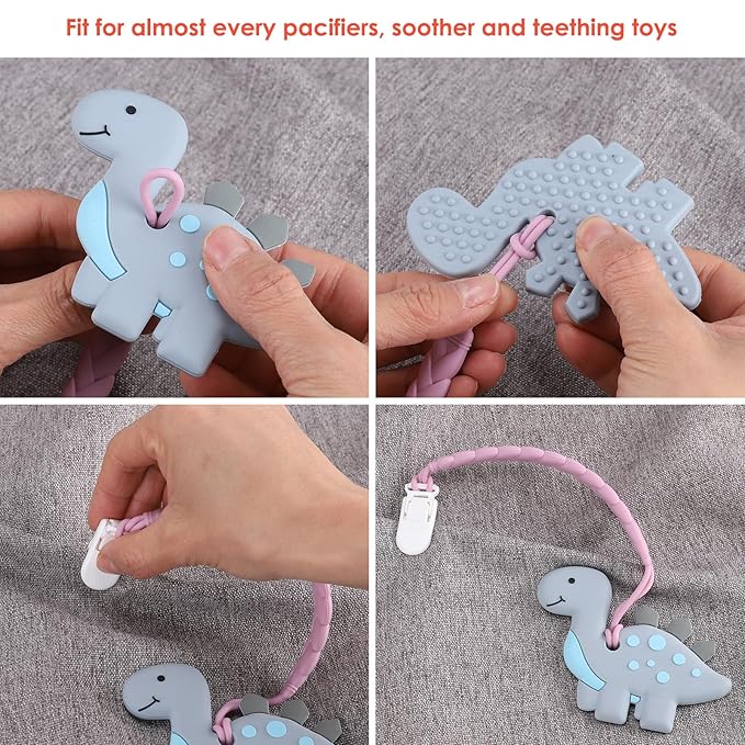 Stylish Silicone Pacifier Clips 4-Pack for Baby Boys and Girls, Woven Rope Flexible Design