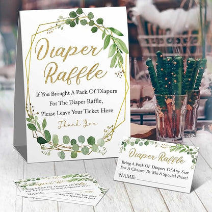 Diaper Raffle Tickets, Diaper Raffle Sign Diapers(1 Sign+50