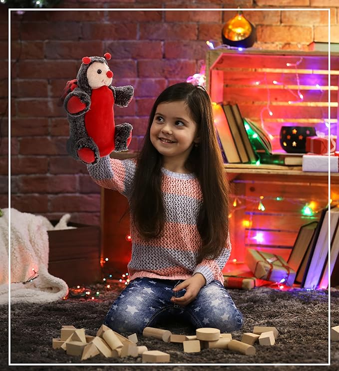 DolliBu Ladybug Plush Hand Puppet for Kids - Soft Plush