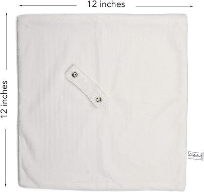 Ultra Soft Cotton Minky Velboa Baby Blanket with Snap Closure for Pacifier or Teether, Machine Washable 12 inch 12 inch