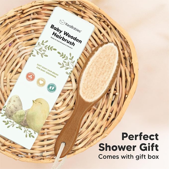 KeaBabies Hair Brush - Soft Goat Bristles Baby Brush, Cradle Cap Brush