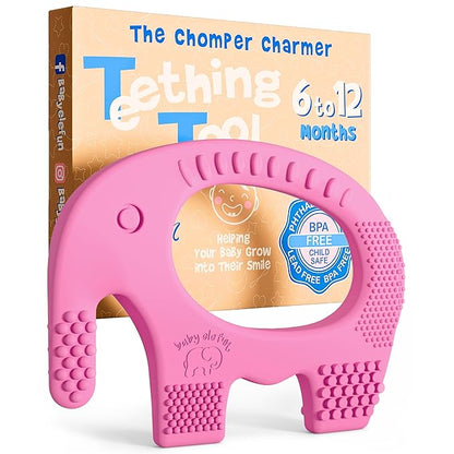 Teethers for Babies 6-12 Months - Baby Elefun 5x Pain Relief Toddler Teether. No More Ouch for Mom Anti Bite Trainer. Nurtures Grasping, Passing