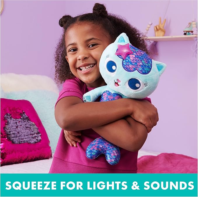 Gabby’s Dollhouse, 14-inch Interactive Talking MerCat Plush Kids Toys with Lights 3 and