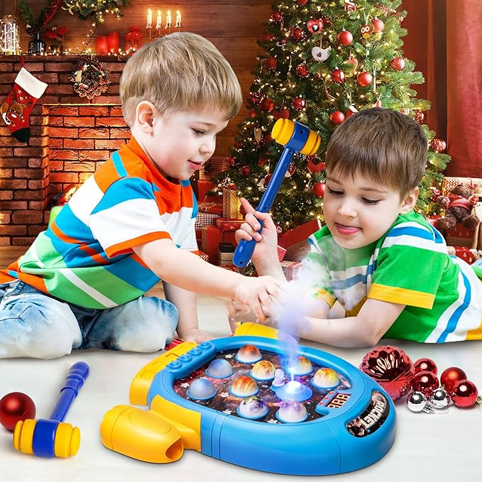HopeRock Toys for 3 Year Old Boys,Game for Toddlers Light-up,2 Hammer,6 Mode,9 Music,45 3,4+Year Old