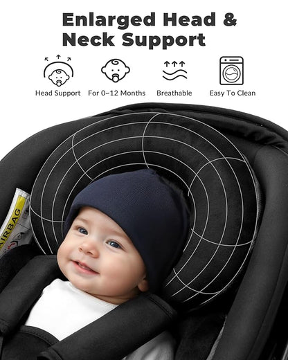 Infant Car Seat Insert with Extra Cushion for Preemie to Infants, Reversible Newborn Carseat Insert Head Support, Fits for Stroller, Baby Swing, Rocker, Bassinets, Pushchair (Pure Black)