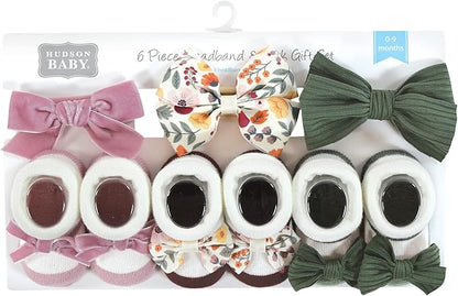 Hudson Baby Girl's Headband and Socks Giftset