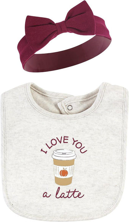 Hudson Baby Unisex BabyCotton Bib and Headband or Caps Set