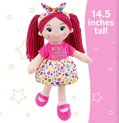 June Garden 14" Best Big Sister Sophie - Soft Cuddly Plush Doll Gift for Girls
