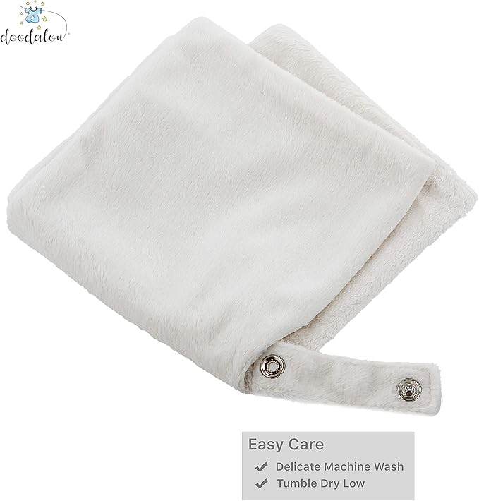 Ultra Soft Cotton Minky Velboa Baby Blanket with Snap Closure for Pacifier or Teether, Machine Washable 12 inch 12 inch