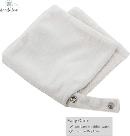 Ultra Soft Cotton Minky Velboa Baby Blanket with Snap Closure for Pacifier or Teether, Machine Washable 12 inch 12 inch