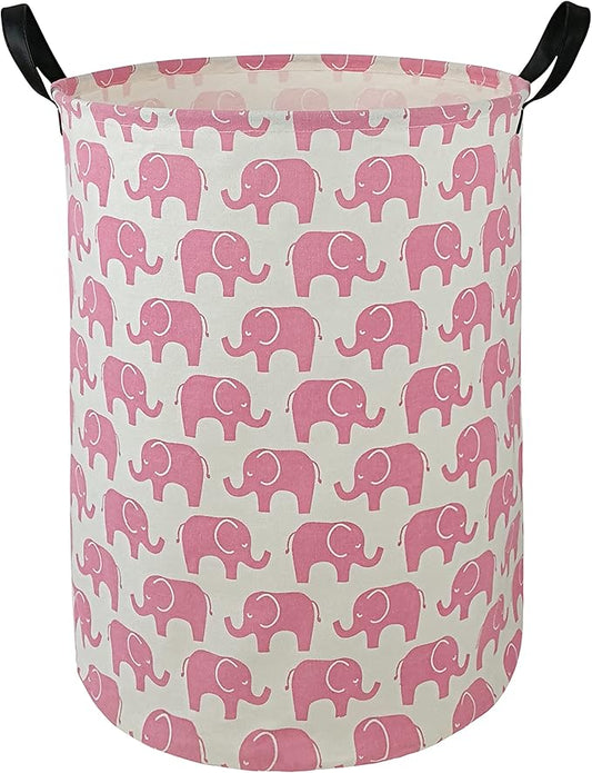 Round Pink Color Laundry Hamper Storage Basket Organizer Hamper Storage