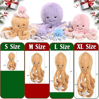 DENTRUN Octopus Stuffed Animals, Giant Octopus Plush Doll Play Toys for Kids Girls Boys Adults Birthday Xmas Halloween Present Stuffed Sea Animals Plushie 7/16/24/32 Inches, 5 Colors
