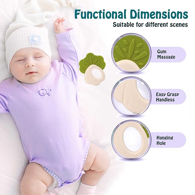 Teething Toys 3-6 Months, Teethers for Babies 3-6 6-12 Months for Teething Relief 100% Silicone, 0-6 Months,bebe