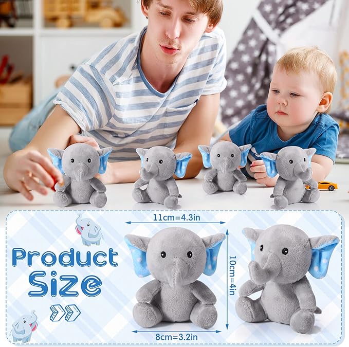 HyDren 8 Pcs Plush Mini Elephant Stuffed Animal Toys 4