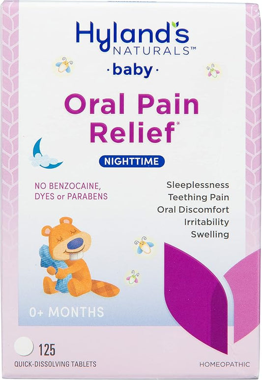 Hyland's Baby Nighttime Soothing Tablets with Chamomilla, Natural Relief of Oral Discomfort 125 Count