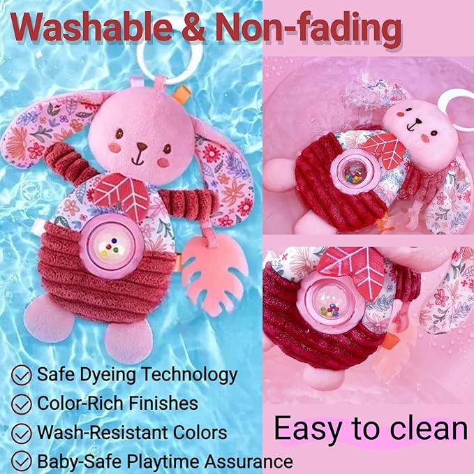 Crib Toys Hanging Baby Stroller Car Seat Toy for Infants 0-3-4-5-6 Months, Newborn Baby Girl Boy Shower Gifts, Sensory Toys with Rattle, Crinkle, Squeaky, Teethers for Babies 6-12 Months
