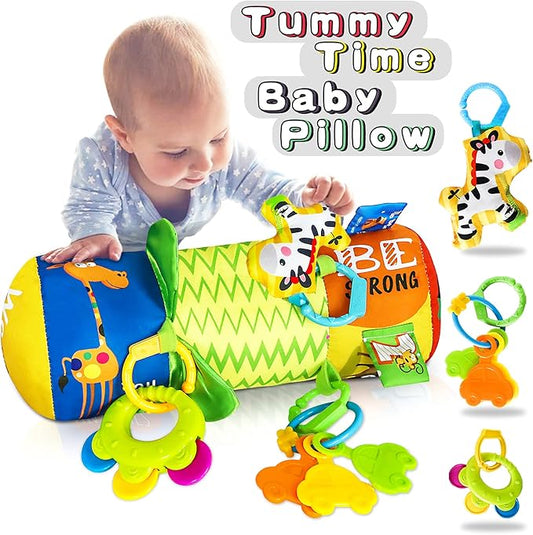 HISTOYE Baby Tummy Time Pillow Toy with Detachable Rattles Crawling 3-6 Months 6-12 Months 0 3 6 9 12 Months
