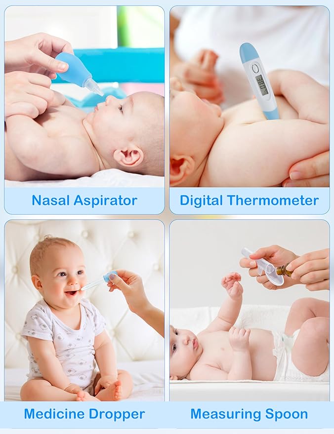 Baby Healthcare and Grooming Kit 15 in 1, Safe Baby Grooming Kit Newborn Girl Boy Essentials, Portable Baby Care Set Nursery Shower Gift for Infant Baby Registry Search, Blue