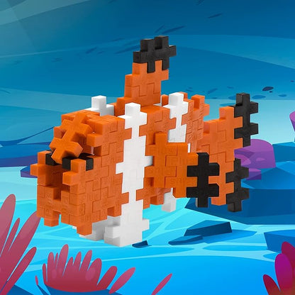 PLUS PLUS 3D Puzzle Building Block Set, 70 Mini Interlocking Pieces, Fun STEM Toys for Kids - Clownfish Mini Maker Tube