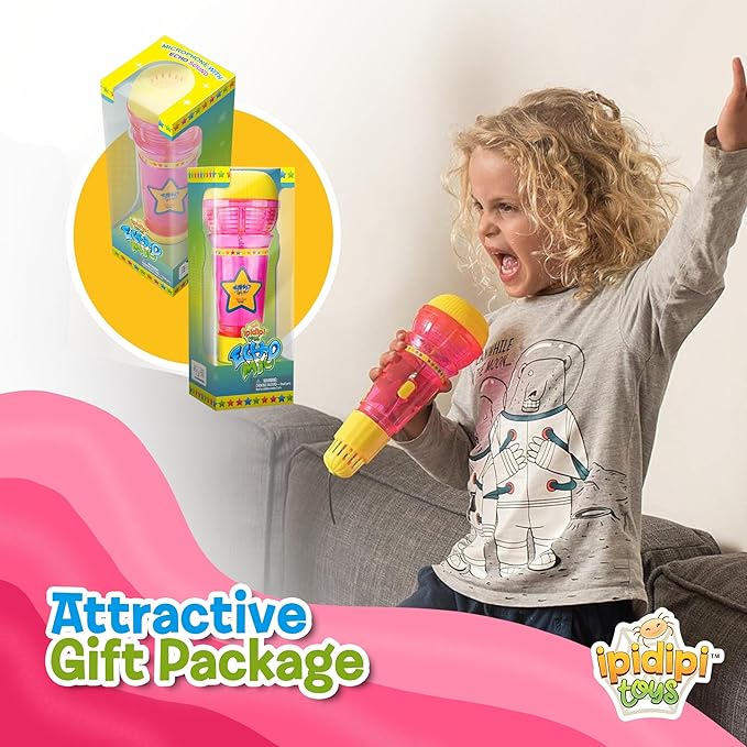IPIDIPI TOYS Echo Mic for Kids and Toddlers - Magic Microphone with Multicolored Flashing Light and Fun Rattle