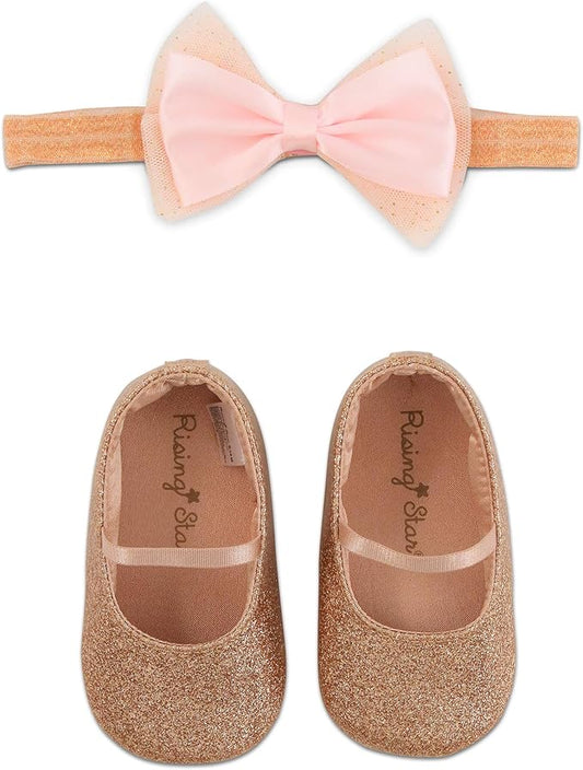 Rising Star Baby Girls' Shoes and Headband Gift Box Set