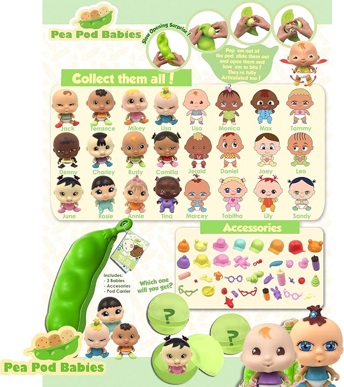 Pea Pod Babies Bundle (Set of 2) - Collectible Mystery Surprise Toys with Mini Baby, Clothing