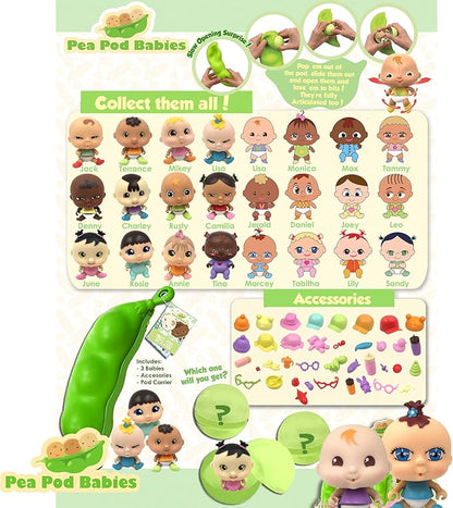 Pea Pod Babies Bundle (Set of 2) - Collectible Mystery Surprise Toys with Mini Baby, Clothing