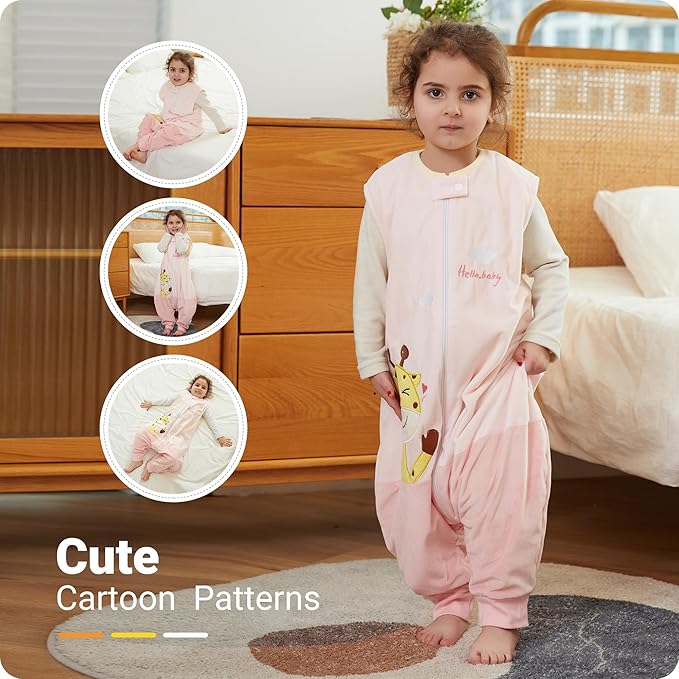 Infant Toddler Sleeping Bag, Baby Sleeping Sack Sleeveless 4 Season 1-3T, Pink