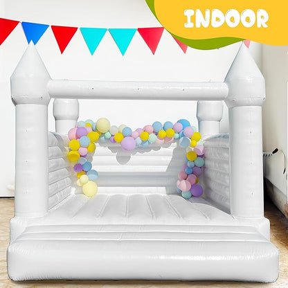 OZIS White Bounce House Castle for Kids, 13x12x10FT PVC Inflatable White Bounce House with Blower