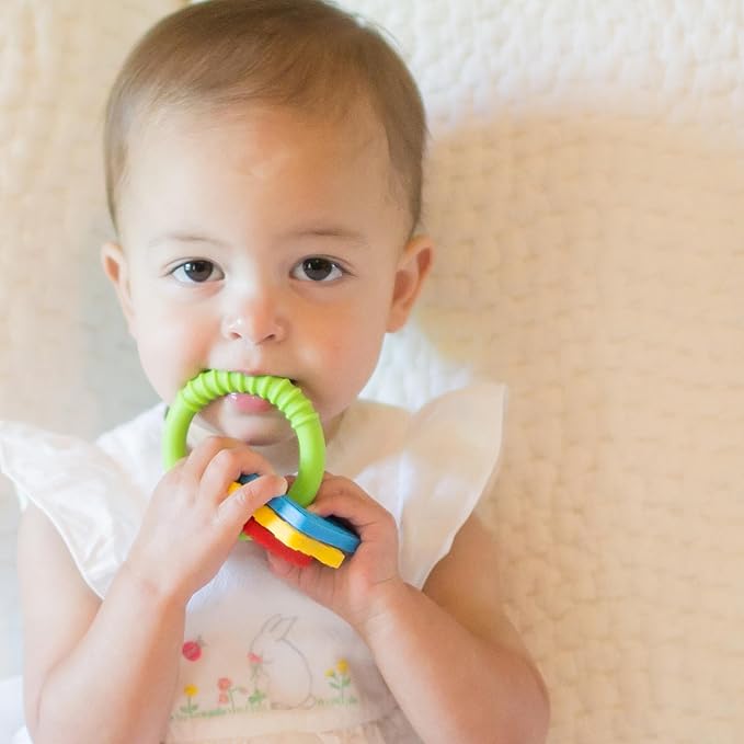 Dr. Brown's Learning Loop, Baby Teether Ring with Multiple Shapes & Textures 100% Silicone, 3m+ (Pack 2)