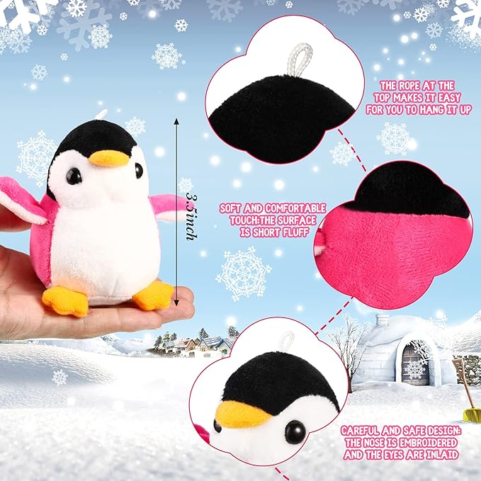 Kasyat 24 Pcs Stuffed Penguins Mini Plush Penguin Stuffed Toys Animal, Cute Small Baby Penguin Stuffed Doll Keyholder Bag Pendant for Birthday Gifts Party Favors 4 Inch,4