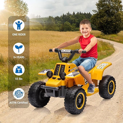 Hetoy 6V Kids Ride On Electric ATV, Ride Car with LED Headlights 1-3 Boys