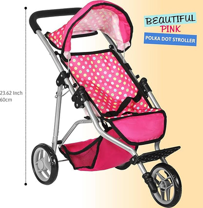 Fash N Kolor - Baby Doll Stroller with Adjustable Canopy & Toy Storage Basket