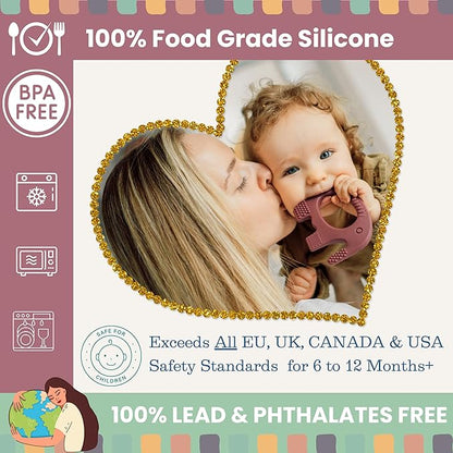 Teethers for Babies 6-12 Months - Baby Elefun 5x Pain Relief Toddler Teether. No More Ouch for Mom Anti Bite Trainer. Nurtures Grasping, Passing