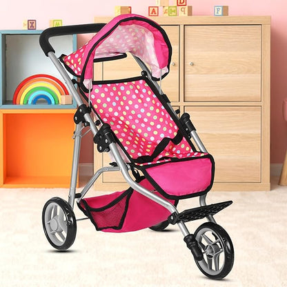 Fash N Kolor - Baby Doll Stroller with Adjustable Canopy & Toy Storage Basket