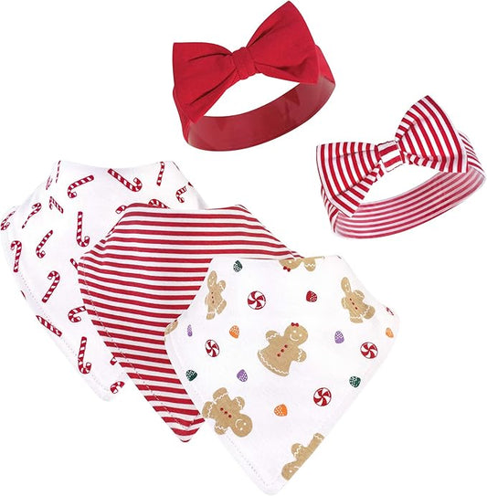 Hudson Baby Unisex BabyCotton Bib and Headband or Caps Set
