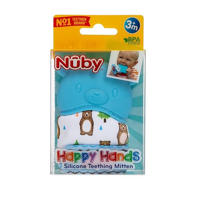 Nuby Happy Hands Silicone Teething Mitten - Baby Teething Toy 3+ Months