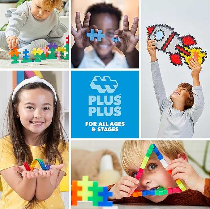 PLUS PLUS 240 Piece Interlocking Building Blocks for Kids, Open Ended Connecting Toys, STEM Bin Classroom Mini Manipulatives - Jungle Mix Play Tube