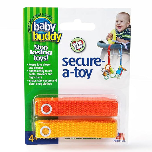 Baby Buddy Secure-a-Toy, Adjustable Pacifier and Teether Strap for Stroller 2 pack
