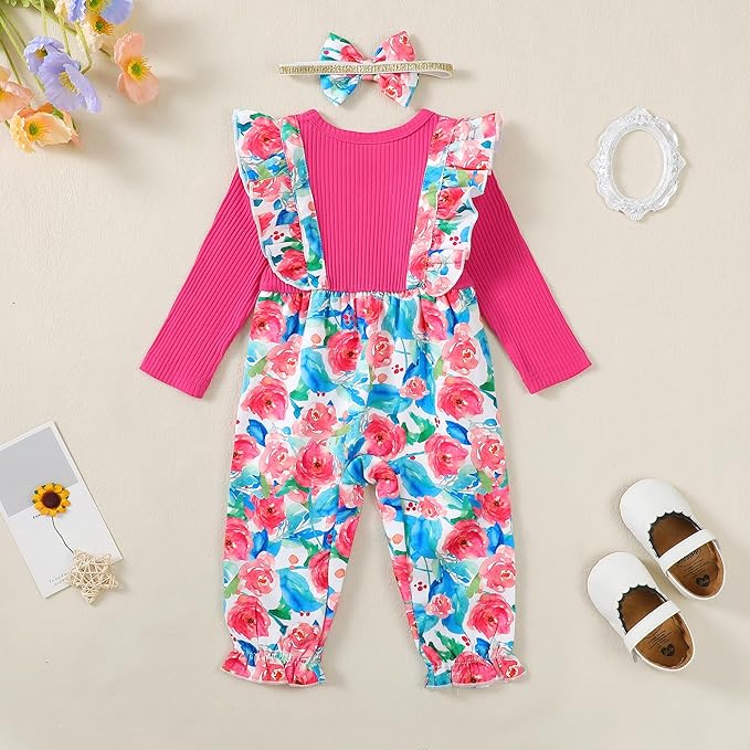 Newborn Baby Girls One Piece Romper Jumpsuit Cute Floral Print