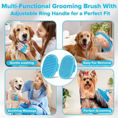 6PCS Pet Grooming Kit | Dog Washing Gloves | Dog Bath Brush | Dog Bath Gloves | Dog Shampoo Brush | Pet Grooming Gloves | Cat Bathing Supplies | Dog Bath Supplies (Light Blue)
