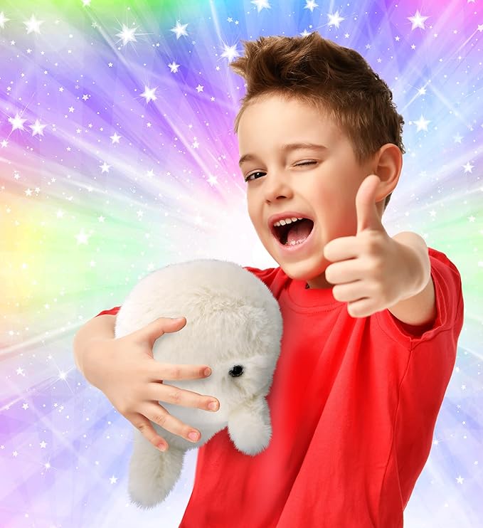 DolliBu Plush Whale Stuffed Animal - Soft Huggable White Whale, Adorable Playtime Whale Plush Toy 7 Inches