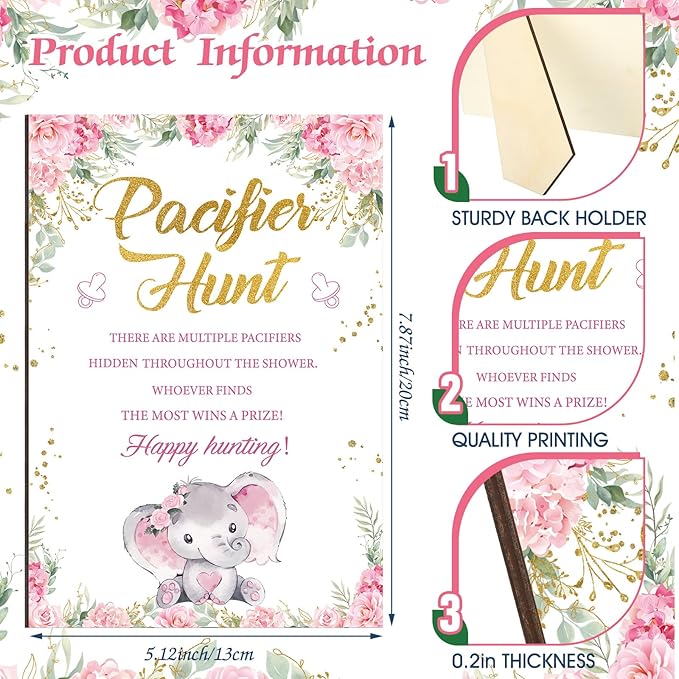 Thyle 51 Pcs Pacifier Hunt Baby Shower Games Include Baby 50 Acrylic