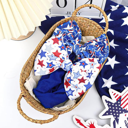 YanJie Baby Patriotic Handmade Stretchy Headbands - 4th of July Stars for Girls, Infants