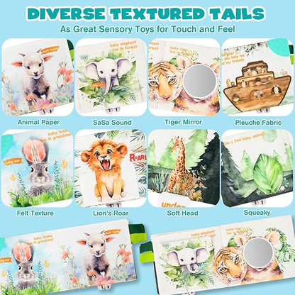 Soft Book, Touch and Feel Cloth Soft Crinkle Books for Babies 0-12 Months