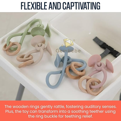 High Chair Toys with Suction Cups | Silicone & Wooden High Chair Suction Cup Toys for Babies 6-12 Months